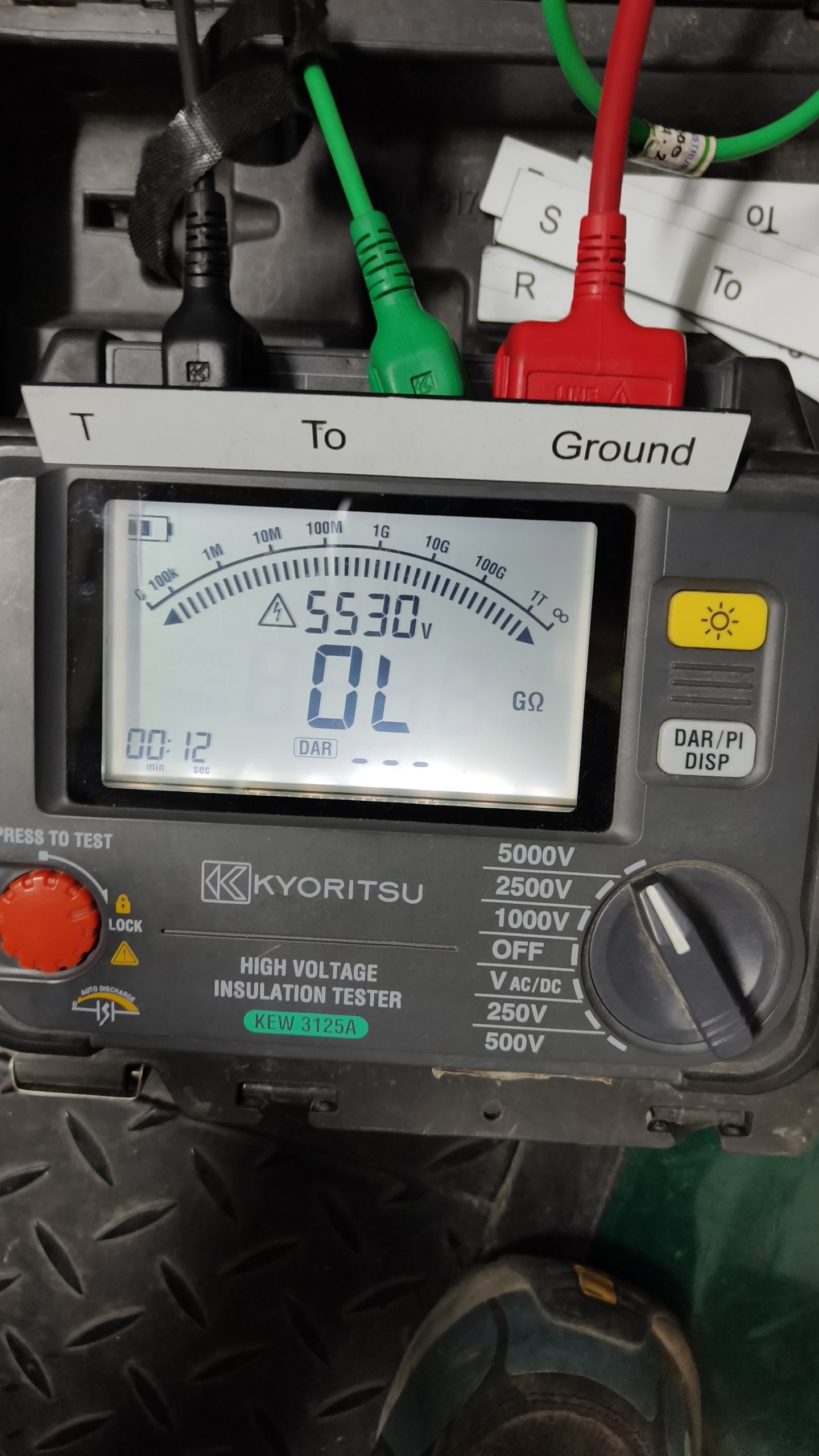 Insulation resistance test panel mv