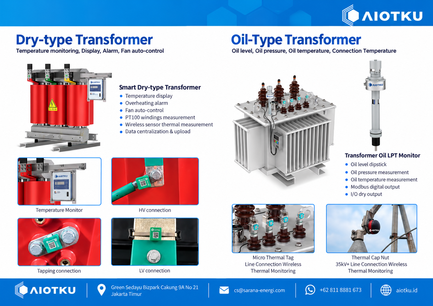 Aiotku dry type oil type transformer monitoring